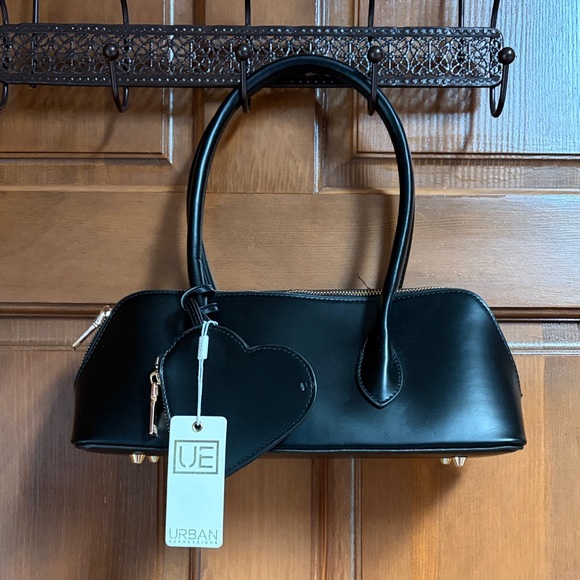 Urban Expressions Handbags - Urban Expressions Black Shoulder Bag with Heart Change Purse
